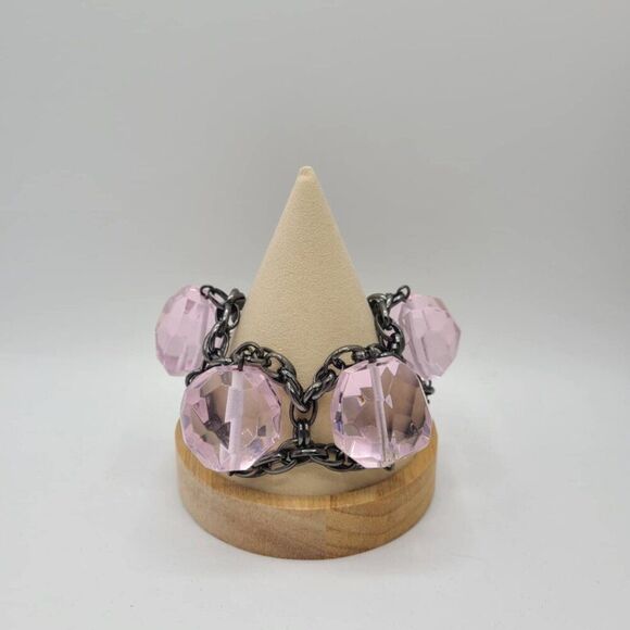 J Crew Oversize Pink/Purple Glass Chunky Bracelet - Picture 9 of 12